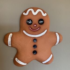 Ceramic Handmade Pottery Gingerbread Man Wall Art Decor